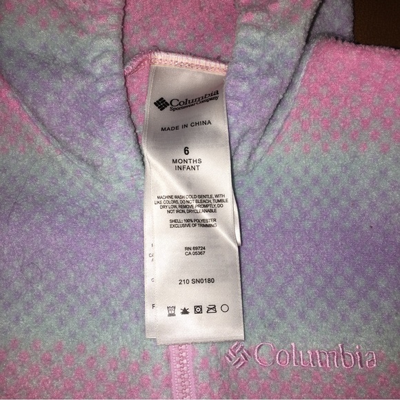 SOLD Columbia baby girl fleece snowsuit coverall with a hood 6 month infant - Picture 5 of 5